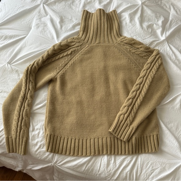 Chunky Cable Knit Camel Cardigan - Picture 3 of 4